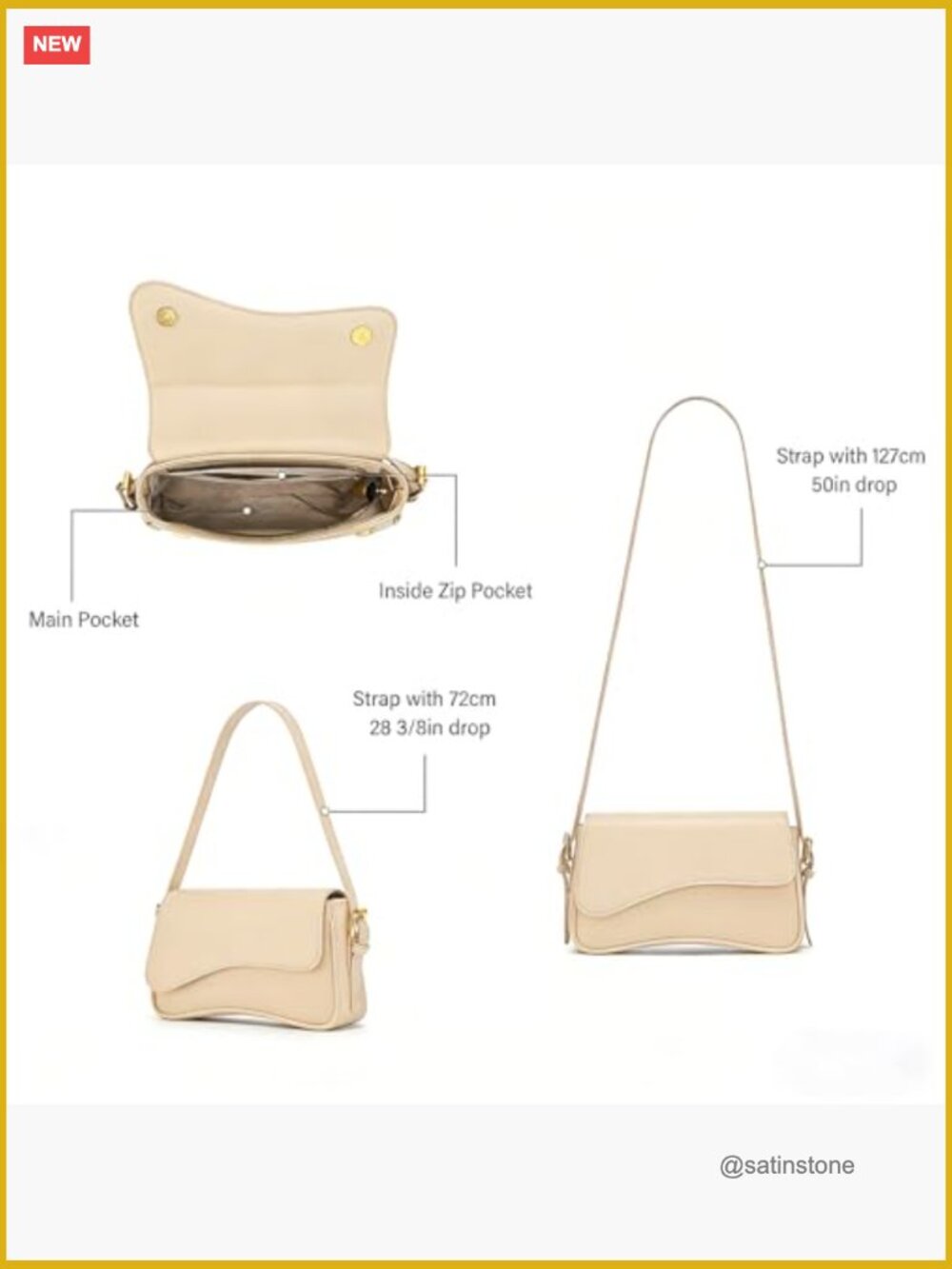 Y2K Hobo Shoulder Bag PU Leather Crossbody Purse with Adjustable Straps - Picture 4 of 6